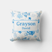 Coussin Ocean Fish Nom personnalisé Nursery Boys Room Art (Recto)