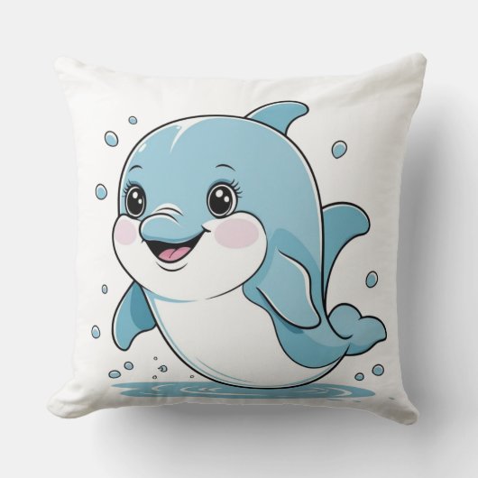 Coussin Ocean Friends Cute Sea Creatures Dolphin (Recto)
