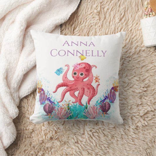 Coussin Océan Mer coloré mignon bébé Octopus Cadeau (Couverture)