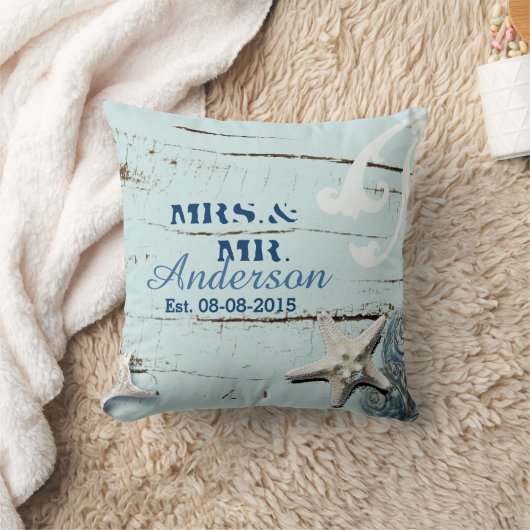 Coussin océan moderne SeaShells Beach Wedding (Couverture)