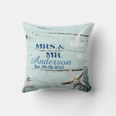 Coussin océan moderne SeaShells Beach Wedding (Verso)