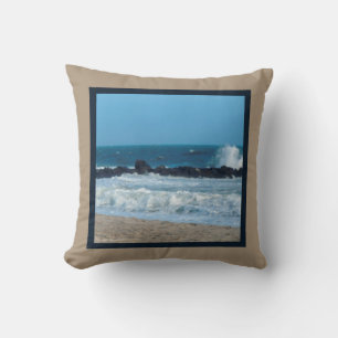Coussin Ocean rochers plage Jersey Shore serviette de cuis