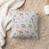Coussin Océan Vie Aquarelle Texturé Blanc (Couverture)