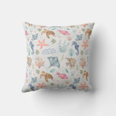 Coussin Océan Vie Aquarelle Texturé Blanc (Verso)