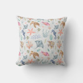 Coussin Océan Vie Aquarelle Texturé Blanc (Recto)