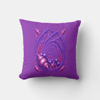 Coussin Océan Violet Spirale Coquillage Art Fantastique |