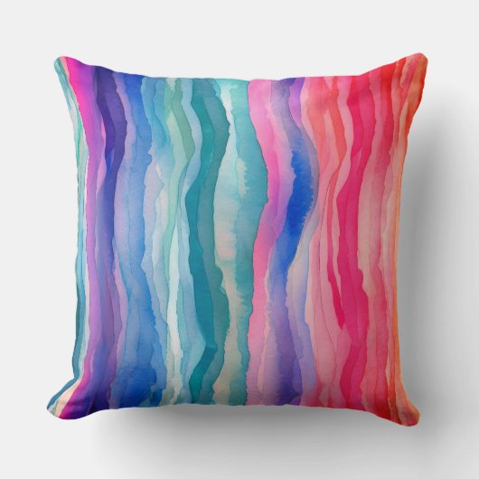 Coussin Ocean Waves Watercolor Arc en ciel (Recto)