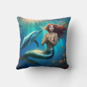Coussin "Ocean's Dance : A Mermaid and Dolphins' Journey" (Verso)