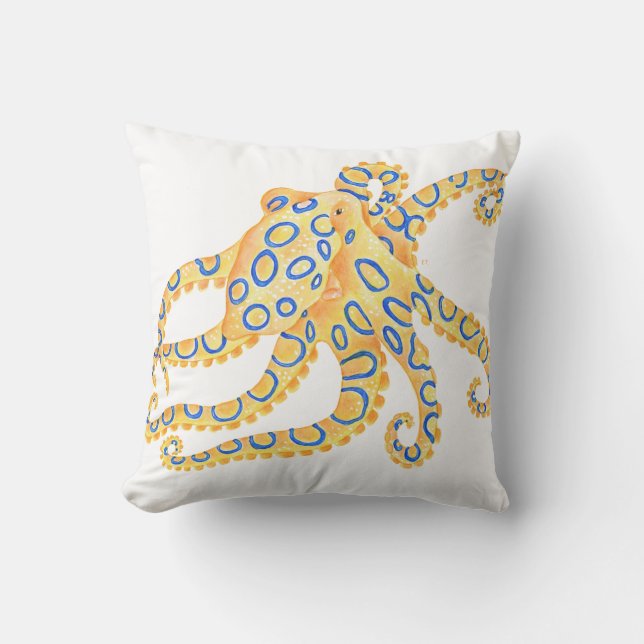 Coussin Octopus à anneau bleu (Recto)