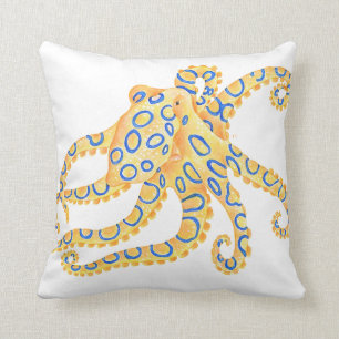 Coussin Octopus à anneau bleu