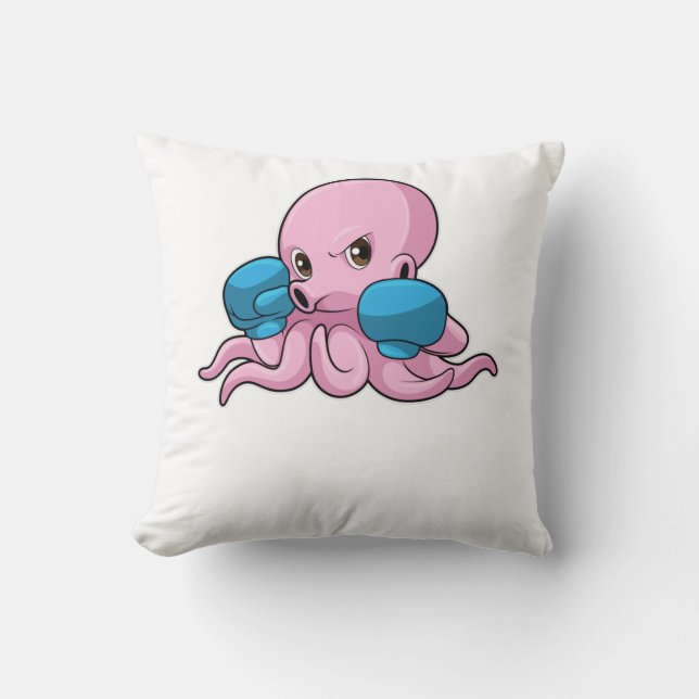 Coussin Octopus as Boxer with Boxing gloves (Recto)