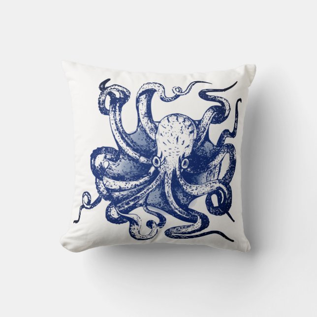Coussin Octopus bleu (Recto)