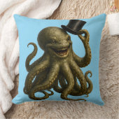 Coussin Octopus in top hat, whimsical, nautical art print  (Couverture)