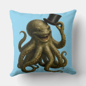 Coussin Octopus in top hat, whimsical, nautical art print  (Verso)
