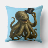 Coussin Octopus in top hat, whimsical, nautical art print  (Recto)