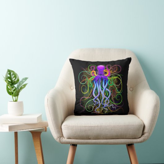 Coussin Octopus Luminescence psychédélique (Chaise)