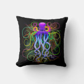 Coussin Octopus Luminescence psychédélique (Recto)