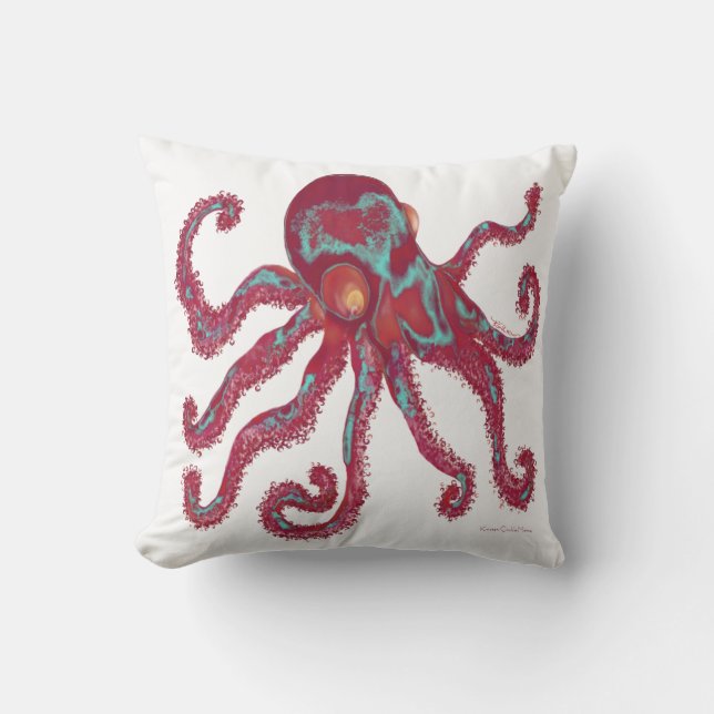 Coussin Octopus - Maroon profond (Recto)
