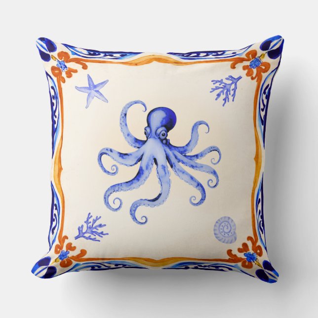 Coussin Octopus méditerranéen (Recto)