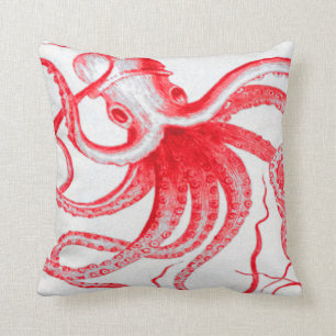Coussin Octopus Nautique Steampunk Vintage Kraken Monster