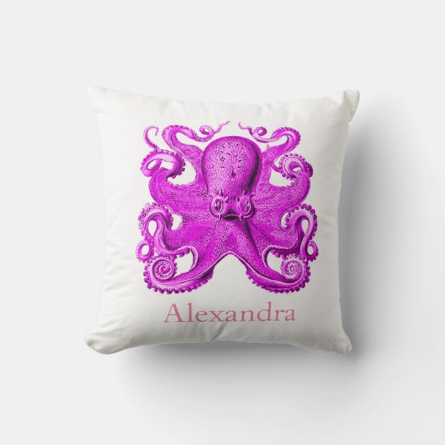 Coussin Octopus Personnalisé Violet Nautique Vintage Perso (Recto)