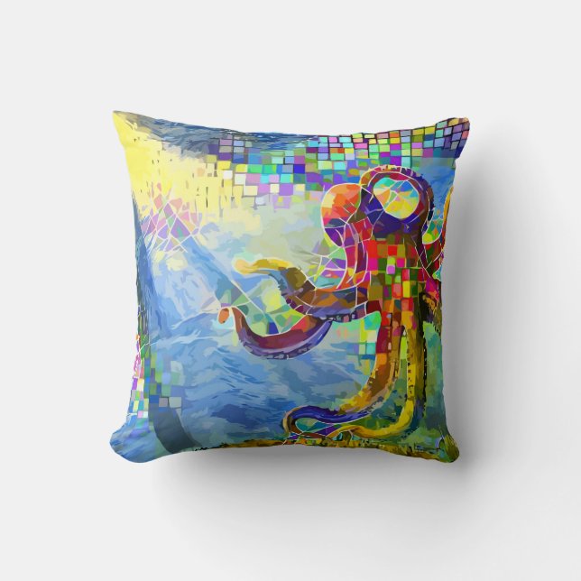 Coussin Octopus radieux (Recto)