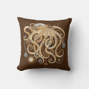 Coussin Octopus Steampunk Surreal Retro Style Machine