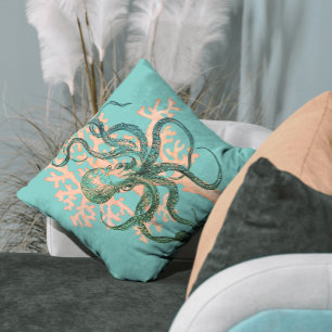 Coussin Octopus sur Coral Modern