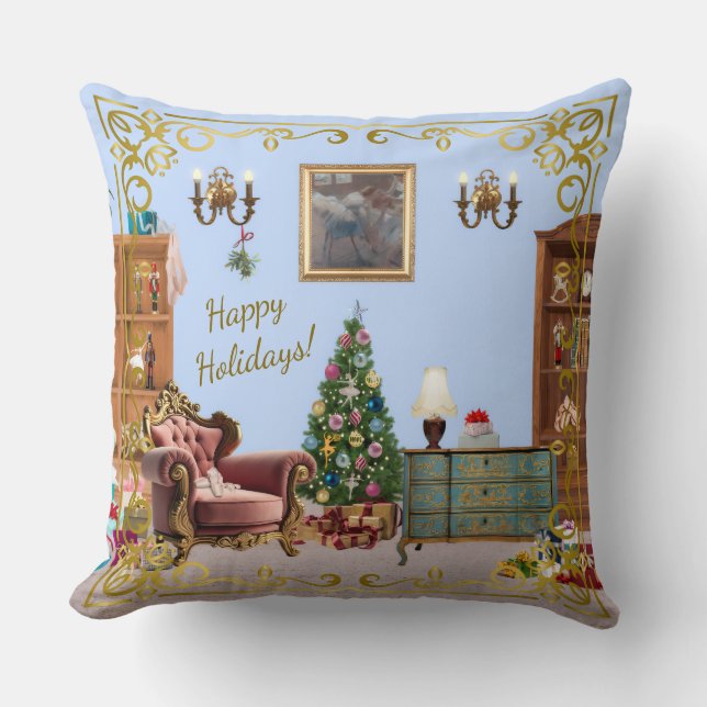 Coussin Ode to Nutcracker Ballet Blue Thaillow Pillow (Recto)