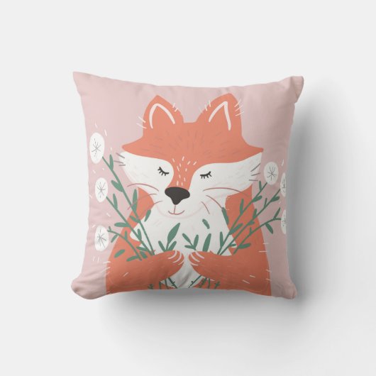 Coussin Odeur Fleurs Jolie Fox Illustration (Recto)