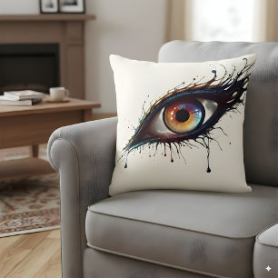 Coussin OEil Abstrait artistique avec plaque de peinture c