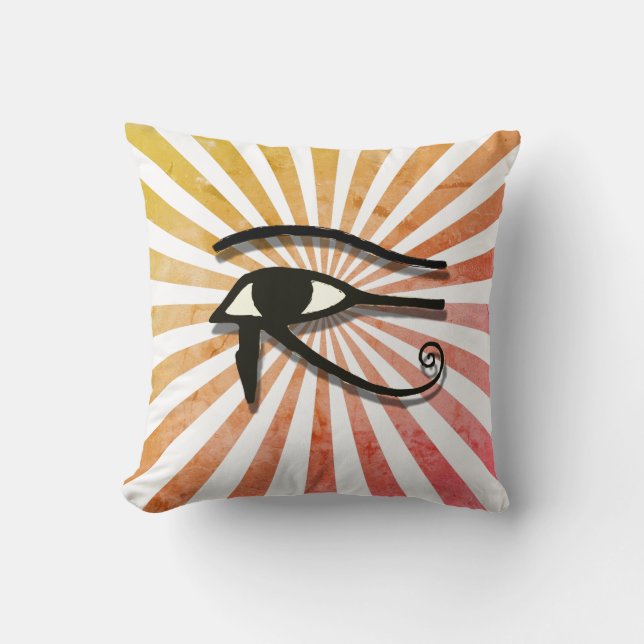 Coussin Oeil de Horus Symbole égyptien Dessin rétro soleil (Recto)