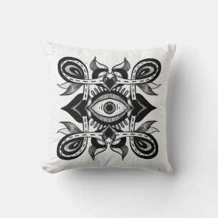 Coussin Oeil ornemental - Style de tatouage botanique Weir