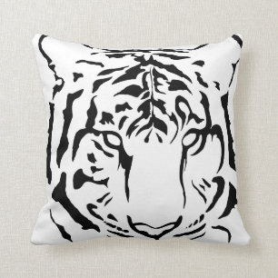 Coussin Oeil tigre en silhouette noire lance l'oreiller