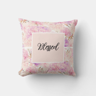 Coussin Œillets roses et lavande,