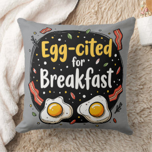 Coussin Oeuf cité pour Breakfast Funny Foodie Pun Design