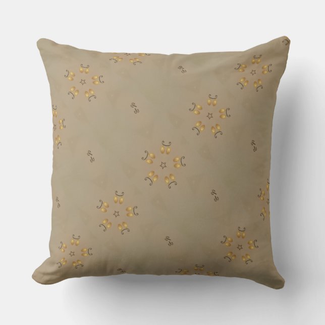 Coussin Oeuf Jaune Doré Motif OEufs de Pâques Beige rustiq (Recto)