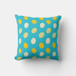 Coussin Œufs Colorés Bleu Blanc Jaune Nids d'Oiseaux Point
