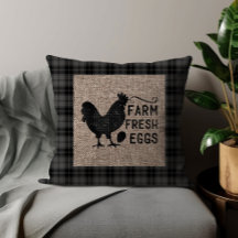 Œufs de ferme frais noir gris Poulet Burlap
