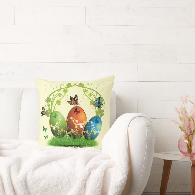 Coussin Oeufs de Pâques et papillons (Canapé)