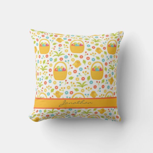 Coussin Oeufs de Pâques Monogrammes dans un Panier (Recto)