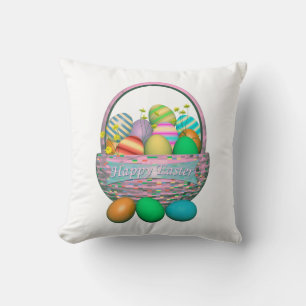 Coussin Oeufs de Pâques peints en panier