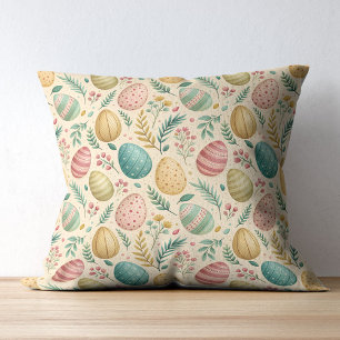 Coussin Œufs de Pâques vintage avec bourgeons floraux