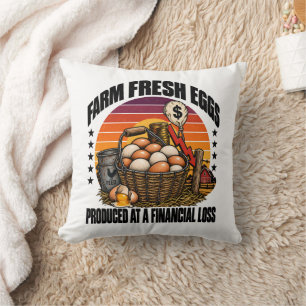 Coussin Oeufs frais de la ferme produits à perte humour