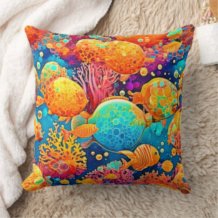 Coussin Oeuvre colorée de la barrière de corail