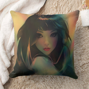 Coussin Oeuvre d'Anime Girl entourée de Rainbow Light