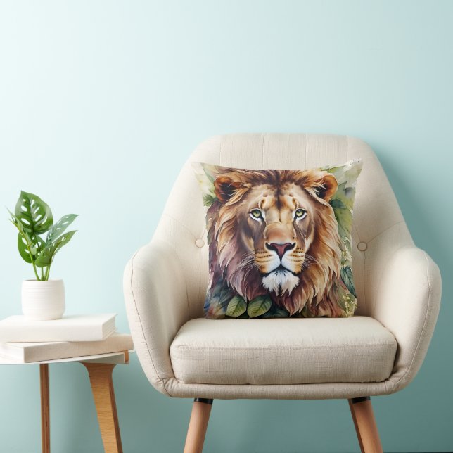 Coussin OEuvre d'aquarelle botanique de Lion (Chaise)