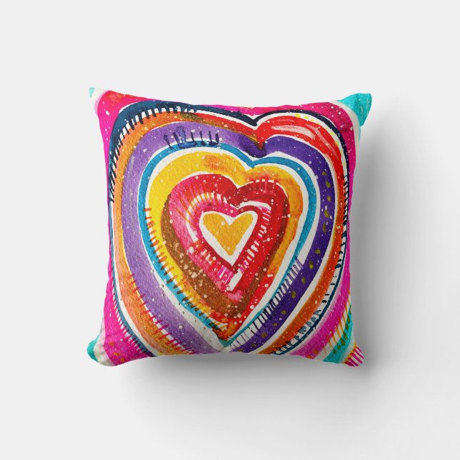 Coussin OEuvre d'aquarelle du coeur (Recto)