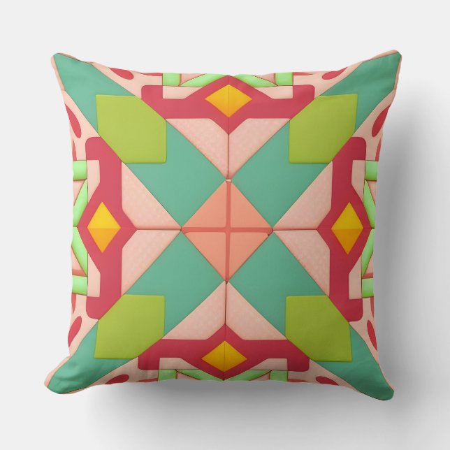 Coussin Œuvre d'art abstrait géométrique coloré (Recto)