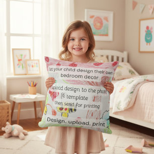 Coussin Œuvre d'art colorée abstraite d'enfant Dessin d'en